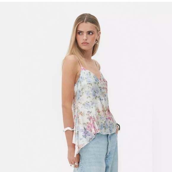 RITA ORA floral draped satin camisole shirt top LIKE NEW - Picture 9 of 10